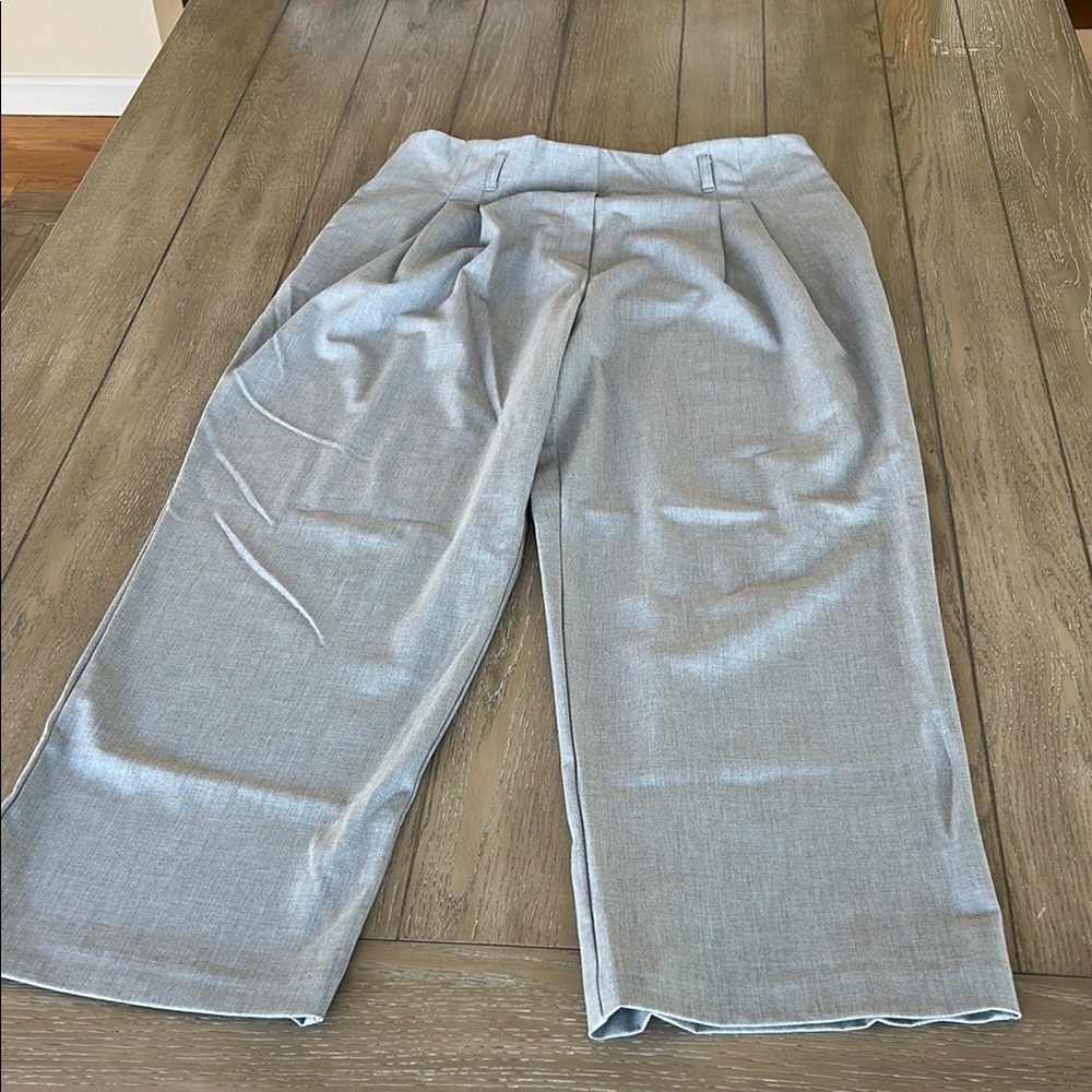 Rachel Zoe Light Gray Cropped Wide-Leg Trousers